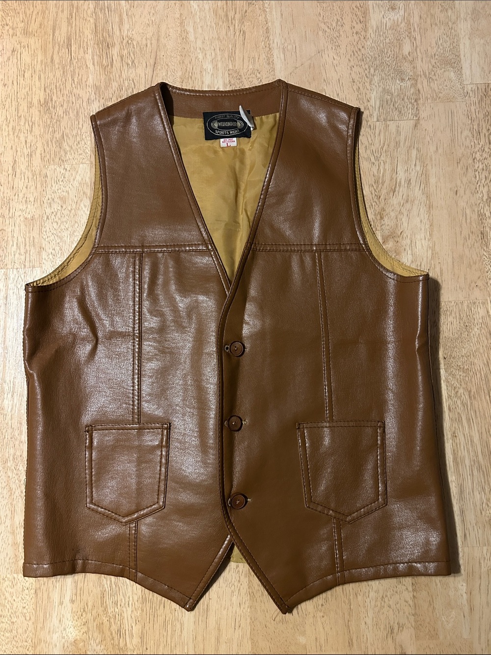 Weekenders Brown Leather style Vest with Patch Pockets